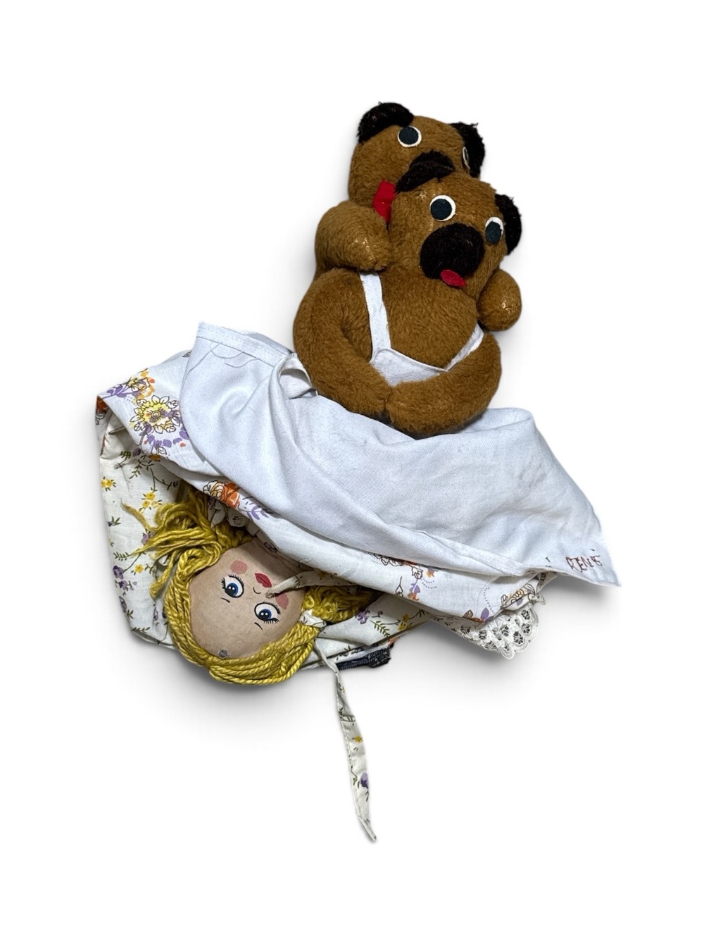 Vintage Goldibear Topsy Turvy Goldilocks Three Bears Cloth Doll Repair 16”